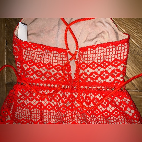 Adelyn Rae Alana Crochet Lace Midi Dress - size small -NWT-mandarin red/stunning - Picture 15 of 16